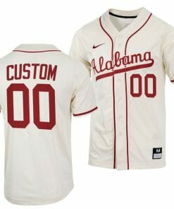 Custom Alabama Baseball Jersey Crimson Tide Name and Number NCAA College Natural
