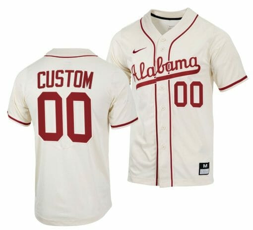 Custom Alabama Baseball Jersey Crimson Tide Name and Number NCAA College Natural