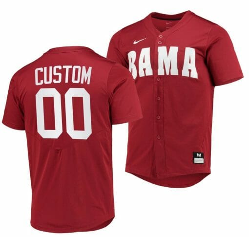 Custom Alabama Baseball Jersey Crimson Tide Name and Number NCAA College Replica Red