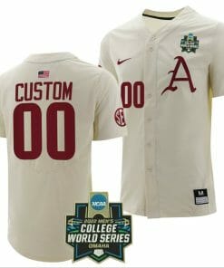 Custom Arkansas Razorbacks Baseball Jersey Name and Number NCAA 2022 College World Series White