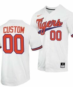 Custom Clemson Tigers Baseball Jersey Name and Number NCAA College White