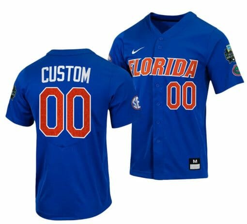 Custom Florida Gators Jersey Name and Number 2023 College World Series Royal #0 NCAA Baseball