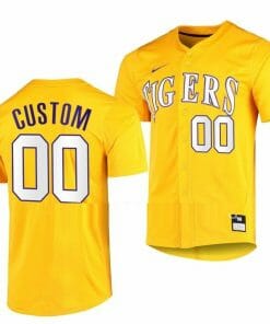 Custom LSU Tigers Baseball Jersey Name and Number NCAA College Gold Elite