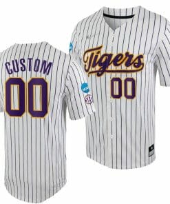Custom LSU Tigers Jersey Name and Number NCAA Baseball 2023 College World Series White Purple #00
