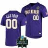 Custom LSU Tigers Jersey Name and Number 00 NCAA 2023 Baseball College World Series Purple