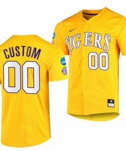 Custom LSU Tigers Jersey Name and Number NCAA Baseball 2023 College World Series Gold #00