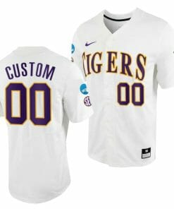Custom LSU Tigers Jersey Name and Number NCAA Baseball 2023 College World Series White #00