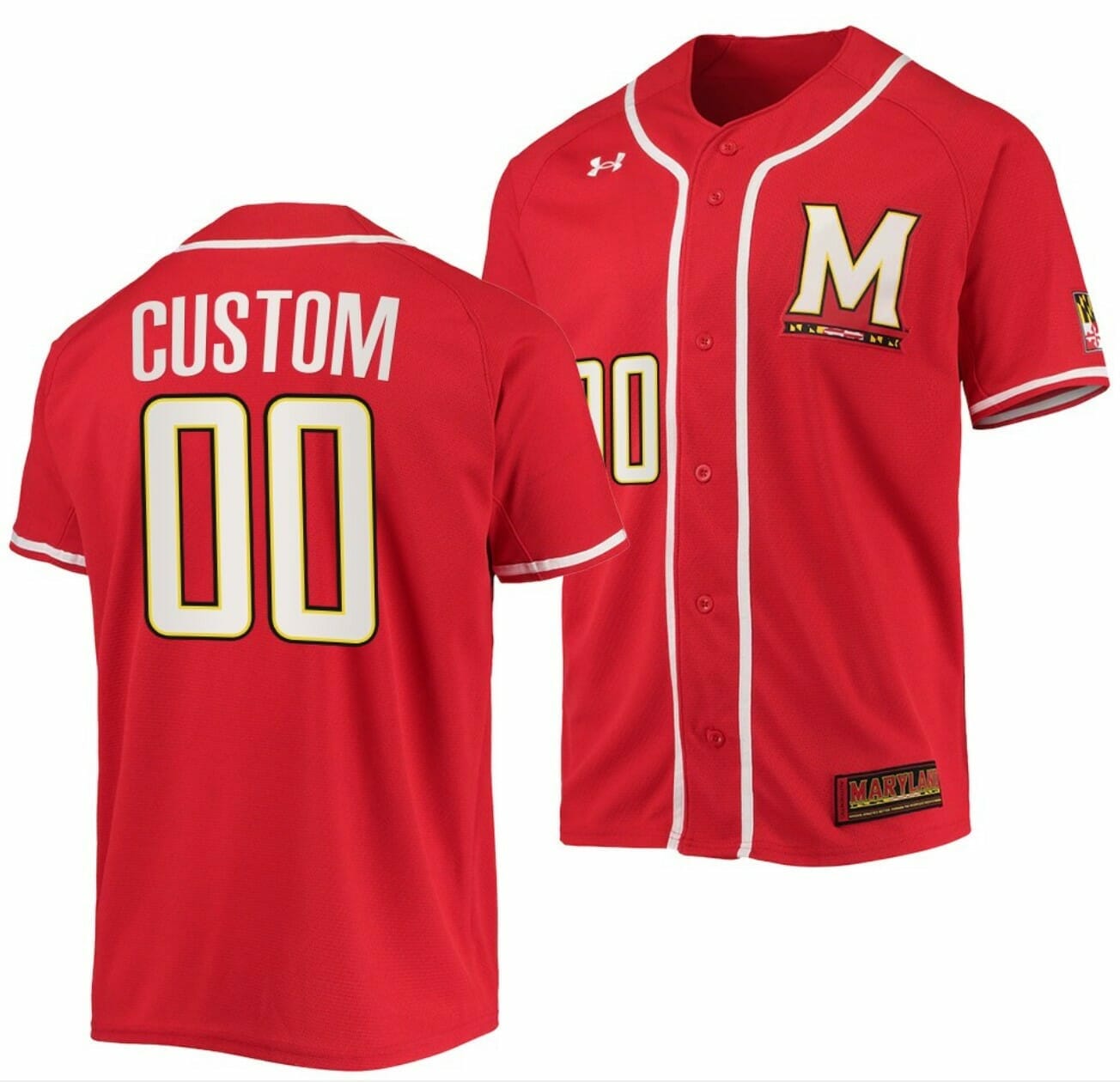 Custom Maryland Terrapins Baseball Jersey Name and Number NCAA College Red