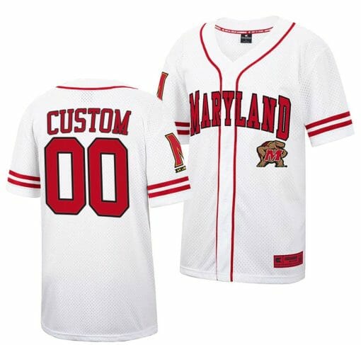Custom Maryland Terrapins Baseball Jersey Name and Number NCAA College Retro White