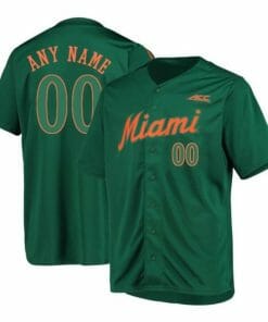 Custom Miami Hurricanes Baseball Jersey Name and Number NCAA College Green