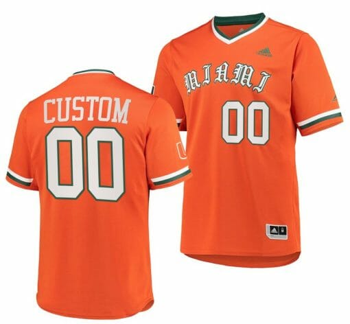 Custom Miami Hurricanes Baseball Jersey Name and Number NCAA College Orange Primegreen