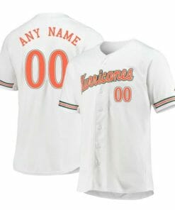 Custom Miami Hurricanes Baseball Jersey Name and Number NCAA College White