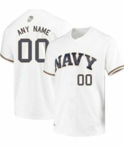 Custom Navy Midshipmen Baseball Jersey Under Armour Name and Number College White