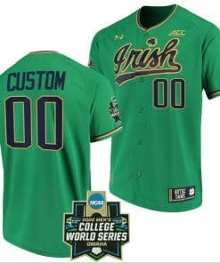 Custom Notre Dame Baseball Jersey Fighting Irish Name and Number NCAA 2022 College World Series Green