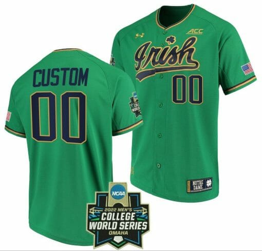 Custom Notre Dame Baseball Jersey Fighting Irish Name and Number NCAA 2022 College World Series Green