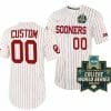 Custom Oklahoma Sooners Baseball Jersey Name and Number NCAA White 2022 College World Series