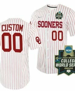 Custom Oklahoma Sooners Baseball Jersey Name and Number NCAA White 2022 College World Series