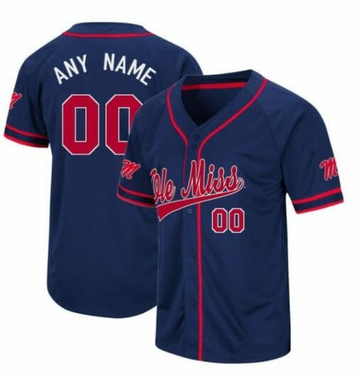 Custom Ole Miss Rebels Baseball Jersey Name and Number College Navy