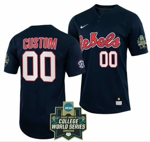 Custom Ole Miss Rebels Baseball Jersey Name and Number NCAA 2022 College World Series