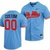 Custom Ole Miss Rebels Baseball Jersey Name and Number NCAA College Full Button Blue