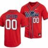 Custom Ole Miss Rebels Baseball Jersey Name and Number NCAA College Full Button Red