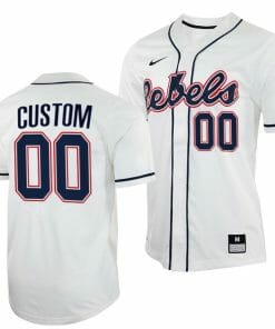 Custom Ole Miss Rebels Baseball Jersey Name and Number NCAA College White