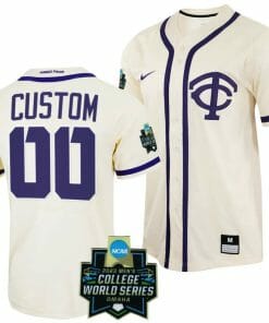 Custom TCU Horned Frogs Jersey Name and Number NCAA Baseball 2023 College World Series Replica Natural #00