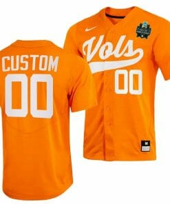 Custom Tennessee Volunteers Jersey Name and Number 2023 NCAA Baseball College World Series Orange #00 OMAHA 8