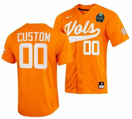 Custom Tennessee Volunteers Jersey Name and Number 2023 NCAA Baseball College World Series Orange #00 OMAHA 8