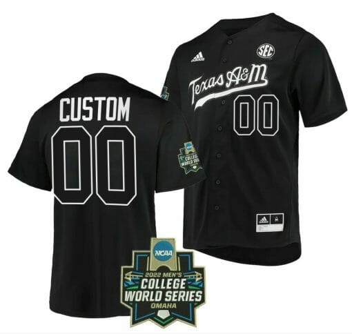 Custom Texas A And M Baseball Jersey Name and Number NCAA College 2022 College World Series Black