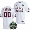 Custom Texas Aggies Baseball Jersey Name and Number NCAA College 2022 College World Series White