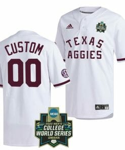Custom Texas Aggies Baseball Jersey Name and Number NCAA College 2022 College World Series White