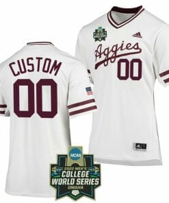 Custom Texas Aggies Baseball Jersey Name and Number NCAA College 2022 College World Series White SEC