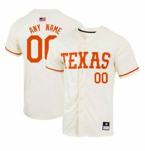 Custom Texas Longhorns Baseball Jersey Name and Number NCAA College Natural