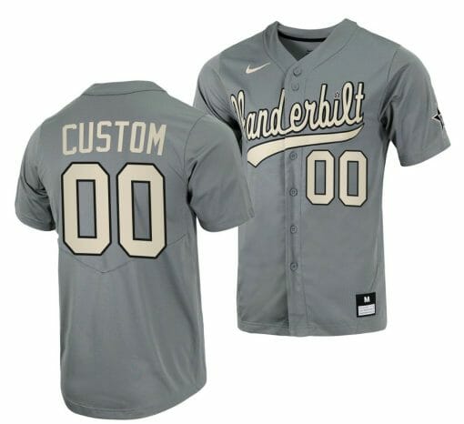 Custom Vanderbilt Commodores Baseball Jersey Name and Number NCAA College Grey