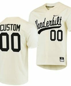 Custom Vanderbilt Commodores Baseball Jersey Name and Number NCAA College Replica Cream