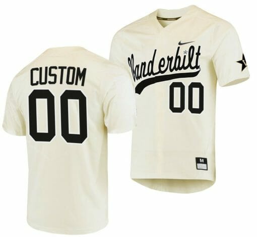 Custom Vanderbilt Commodores Baseball Jersey Name and Number NCAA College Replica Cream