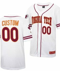 Custom Virginia Tech Hokies Baseball Jersey Name and Number NCAA College White