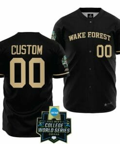 Custom WF Demon Deacons Jersey Name and Number Baseball NCAA 2023 College World Series Black #00