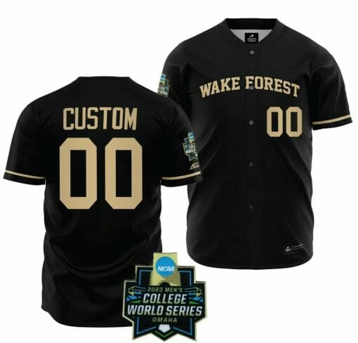 Custom WF Demon Deacons Jersey Name and Number Baseball NCAA 2023 College World Series Black #00