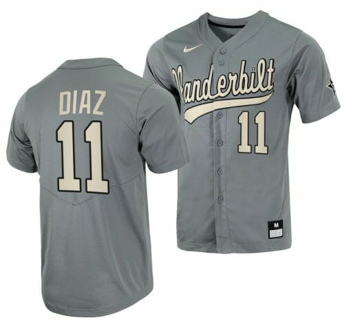 Davis Diaz Jersey Vanderbilt Commodores College Baseball Full-Button Grey #11