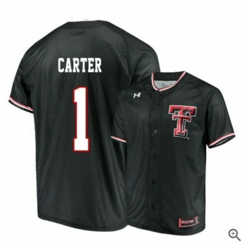 Dillon Carter Jersey Texas Tech Red Raiders Baseball NCAA College Black Alumni #1