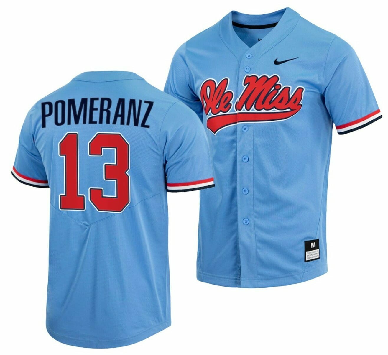 Drew Pomeranz Jersey Ole Miss Rebels College Baseball Blue #13