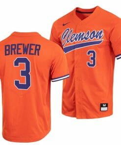 Dylan Brewer Jersey Clemson Tigers Baseball NCAA College Full-Button Orange #3