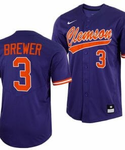 Dylan Brewer Jersey Clemson Tigers Baseball NCAA College Full-Button Purple #3