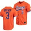 Dylan Brewer Jersey Clemson Tigers College Baseball Orange Full Button 3