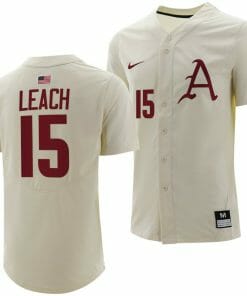 Dylan Leach Jersey Arkansas Razorbacks College Baseball Full-Button Natural #15