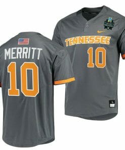 Griffin Merritt Jersey Tennessee Volunteers #10 Gray 2023 NCAA Baseball College World Series OMAHA 8