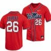 Hunter Elliott Jersey Ole Miss Rebels College Baseball Red 26