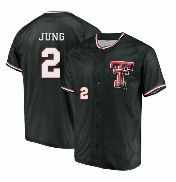 Jace Jung Jersey Texas Tech Red Raiders Baseball Under Armour NCAA College Black Alumni #2